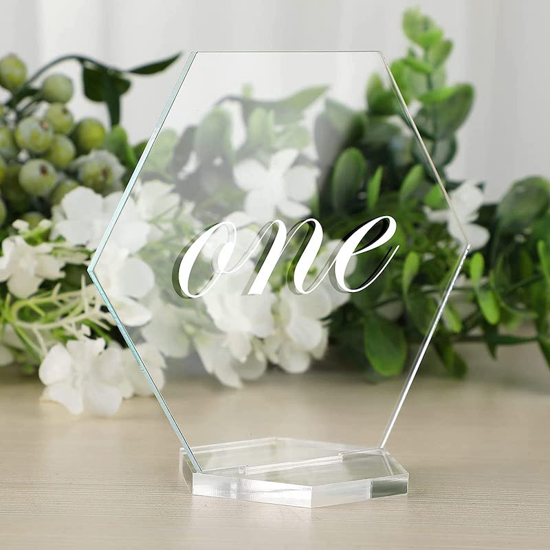 acrylic wedding table number from Amazon