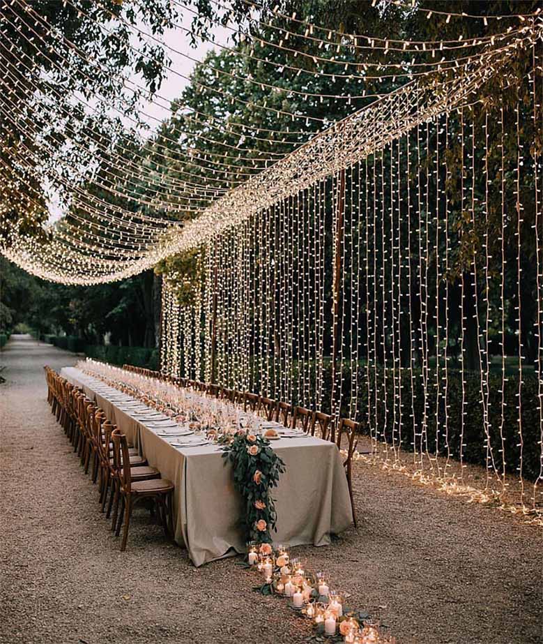 Backyard Wedding Ideas Hanging Lights