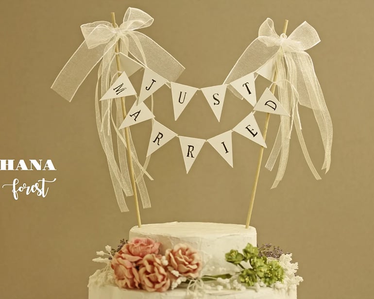 Banner Wedding Cake Topper