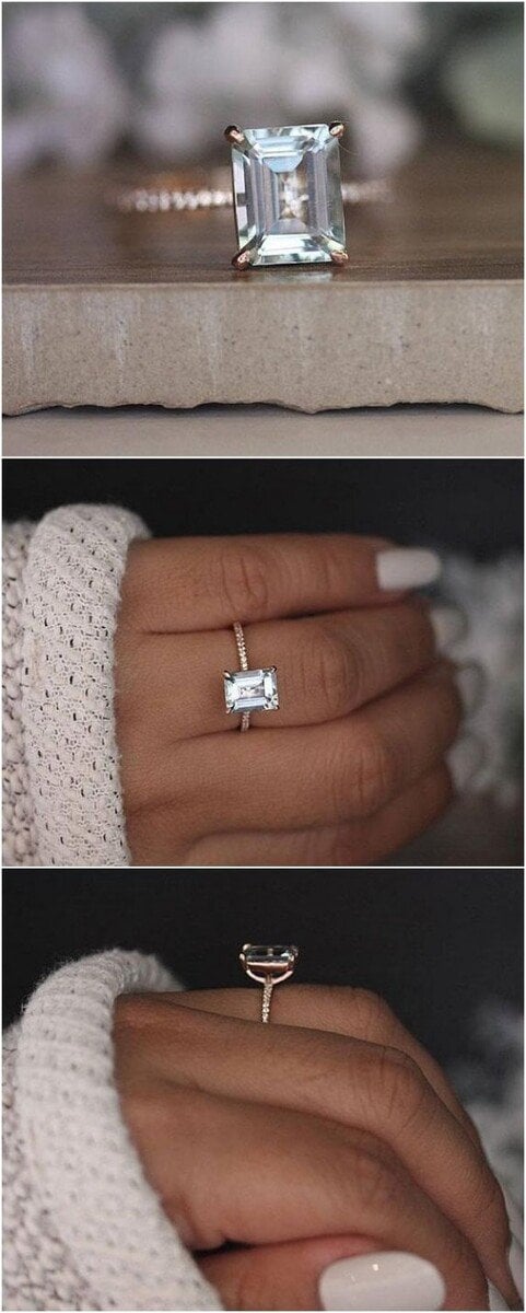 Solitaire Engagement Rings Emerald Cut