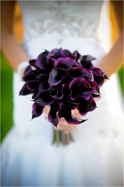 Calla Lily Wedding Bouquet Dark Purple
