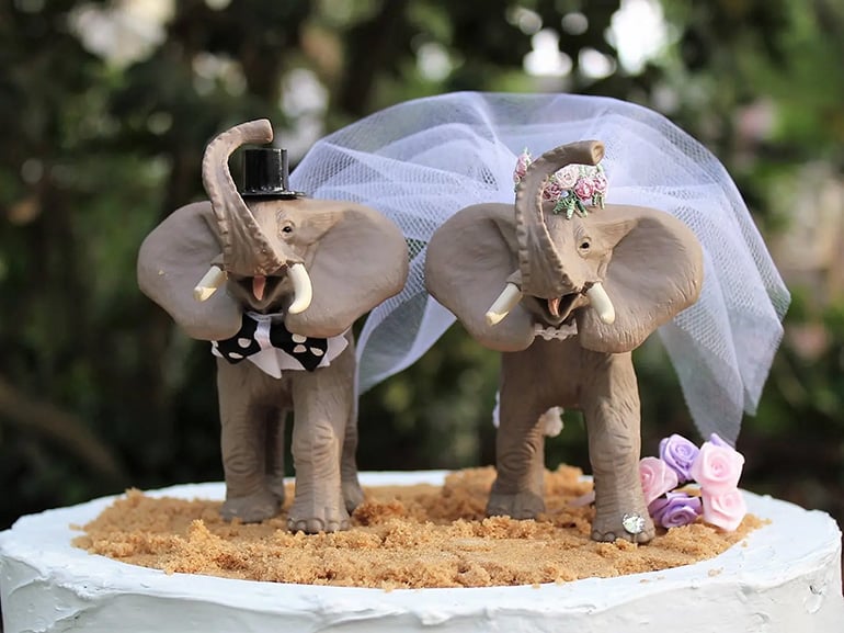 An Elephant Wedding Cake Topper
