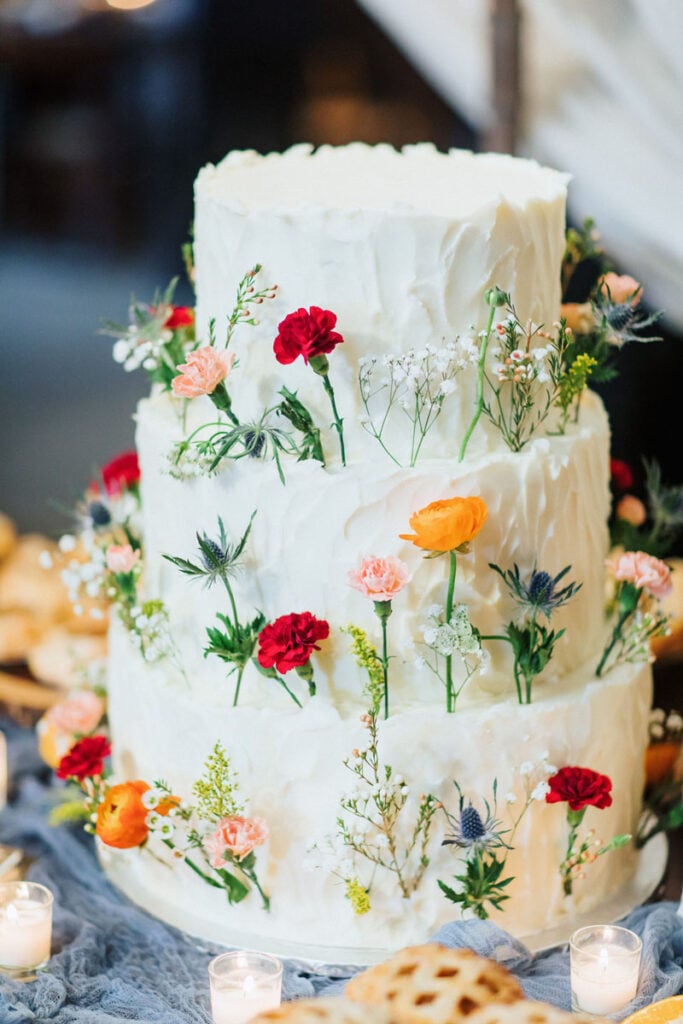 white floral wedding cake