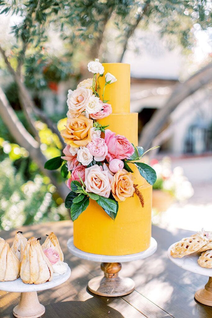 yellow floral wedding cake