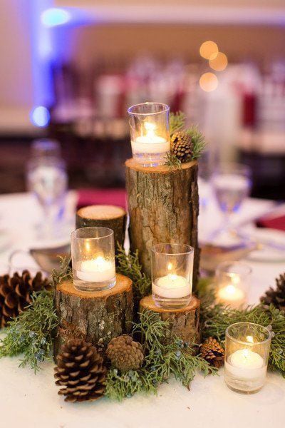 Flowerless Wedding Centerpieces Pinecone Display