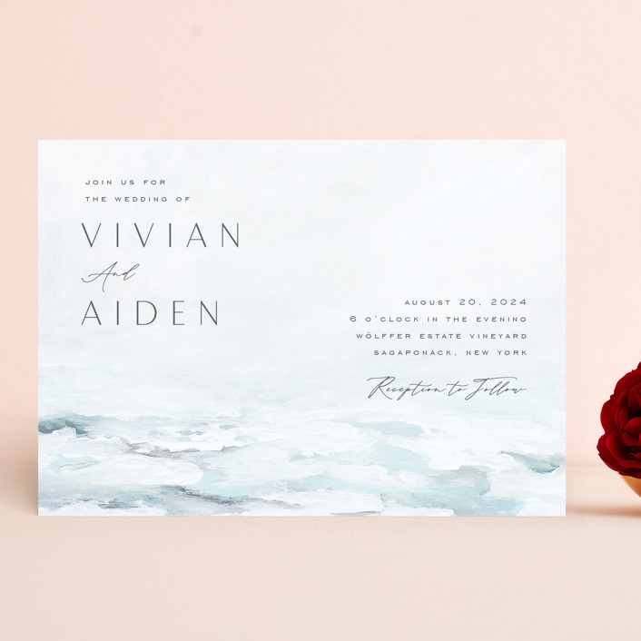 waves beach wedding invitations