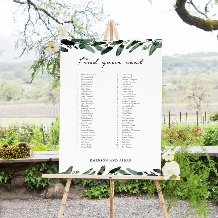 Wedding Seating Chart Gilded Eucalyptus