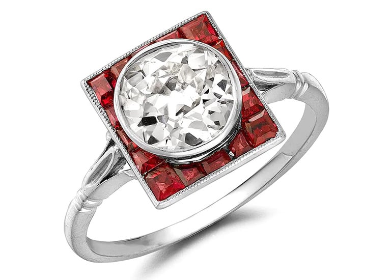 Pragnell Vintage Engagement Ruby Diamond Ring