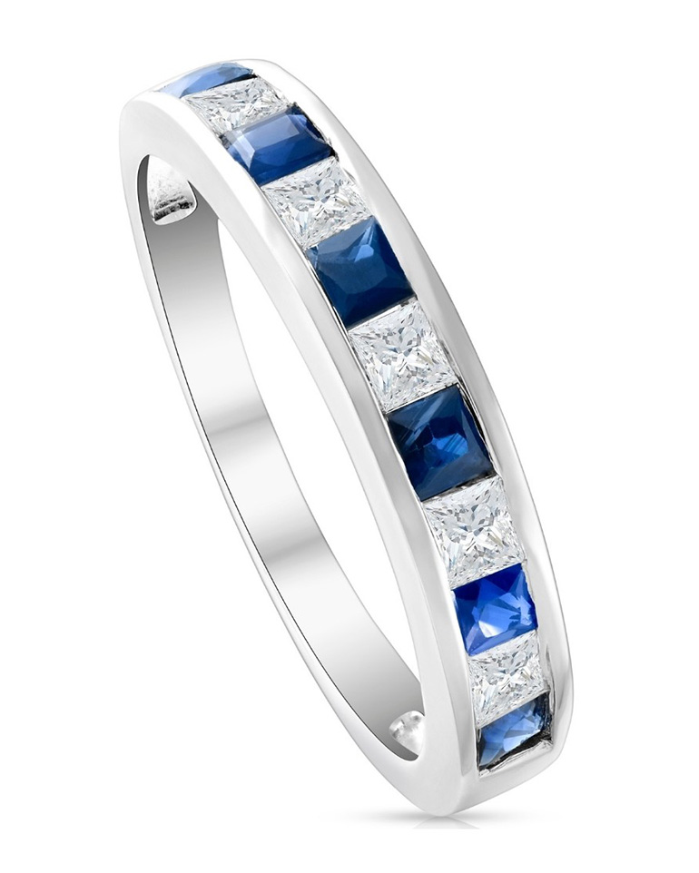 Princess Cut Blue Sapphire and Diamond Ring