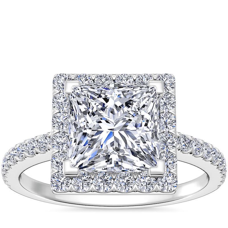 princess cut halo ring