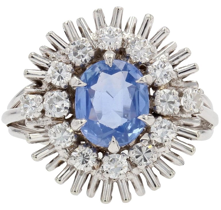Sapphire Diamonds Vintage Engagement Ring