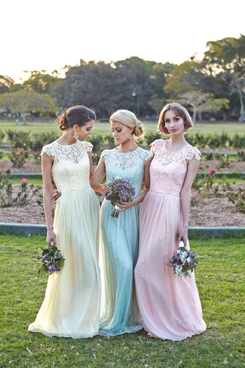 Pastel bridesmaid dresses by Tania Olsen