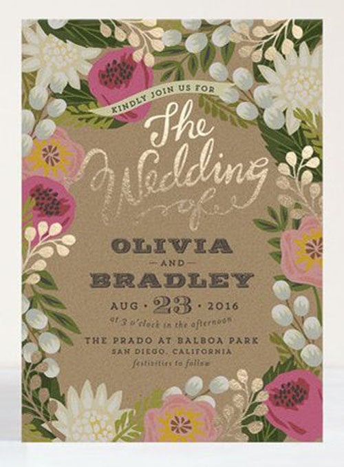 Floral wedding invitation from Minted