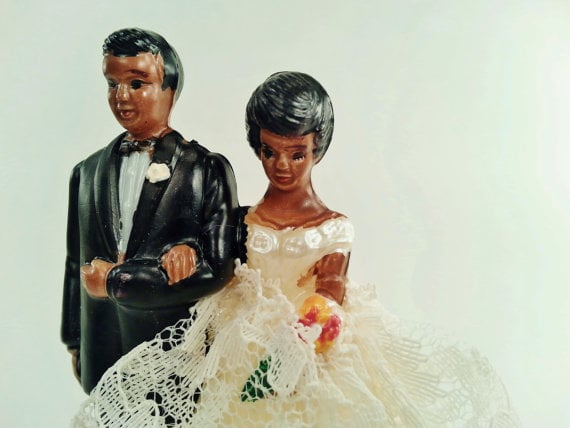 Vintage Wedding Cake Topper African-American Bride and Groom, by hopsack, $10