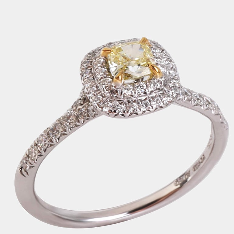 Vintage Yellow Diamond Platinum Engagement Ring