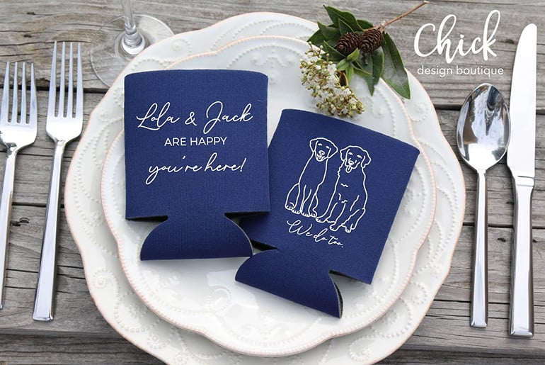 We Are Happy Wedding Koozies