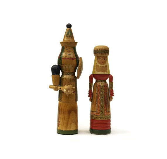 Hand Painted Folk Art Doll Russian Wedding Cake Topper by LeBonheurDuJour, $22