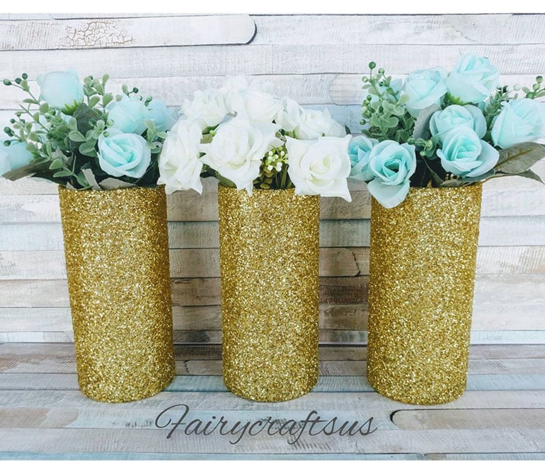 Wedding Centerpieces On Budget Glitter Vases