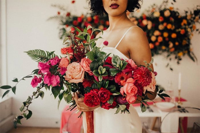 Wedding Flowers Pink and Red Roses