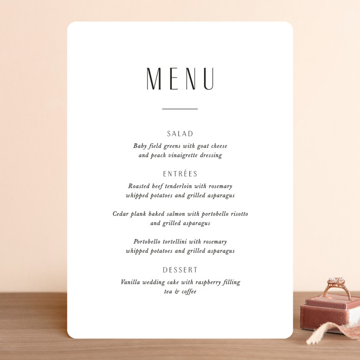 minted wedding menu