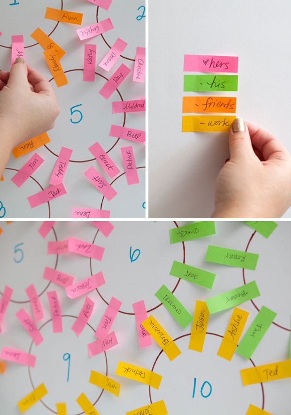 Wedding Seating Chart Using Sticky Notes