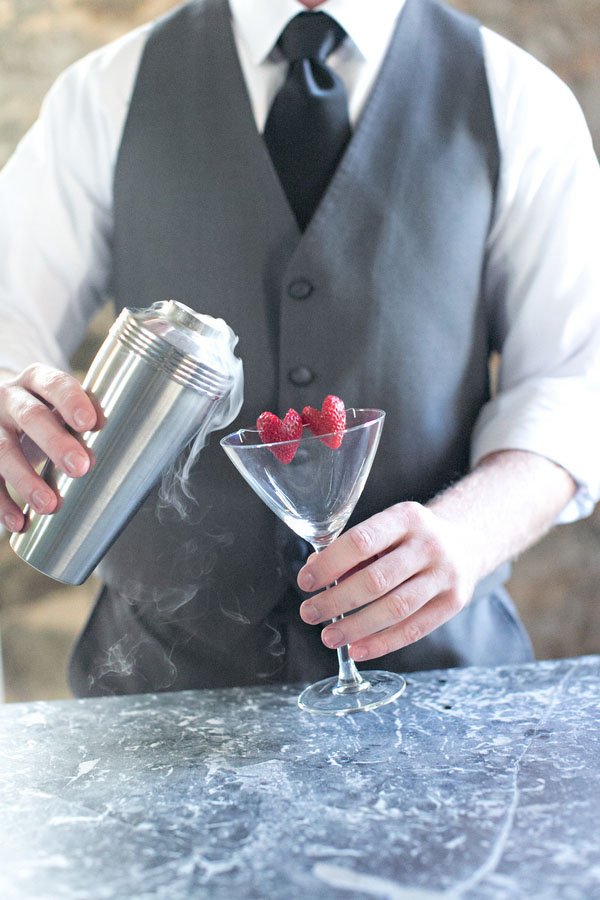 Wedding Sognature Cocktails Glass with Strawberries