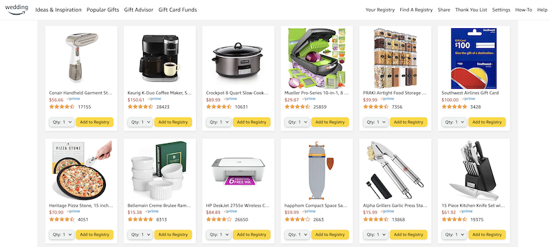 amazon popular wedding gifts