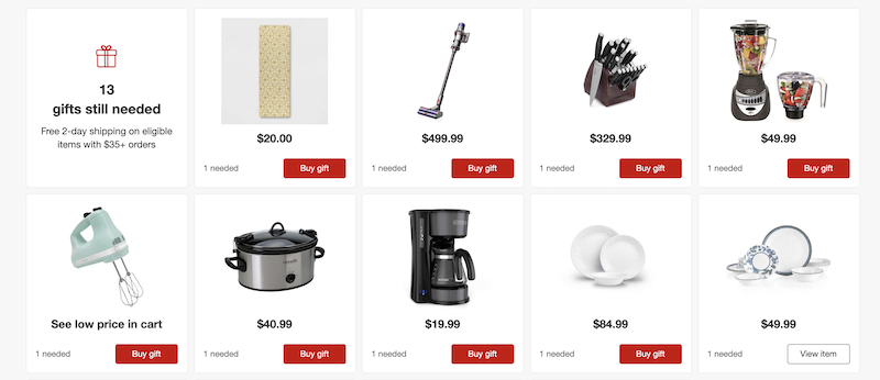 target wedding registry