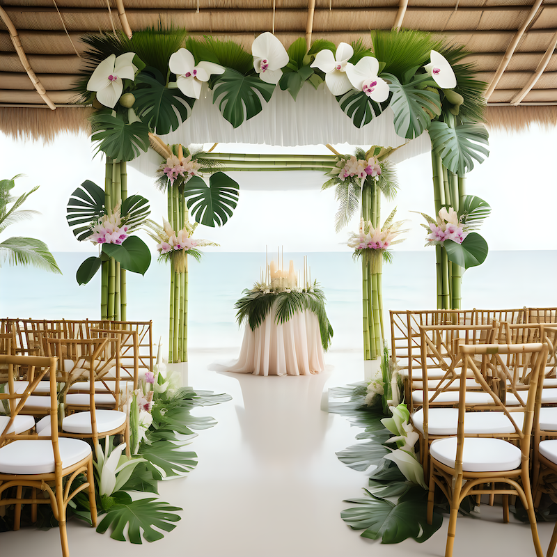 tropical chic wedding decor