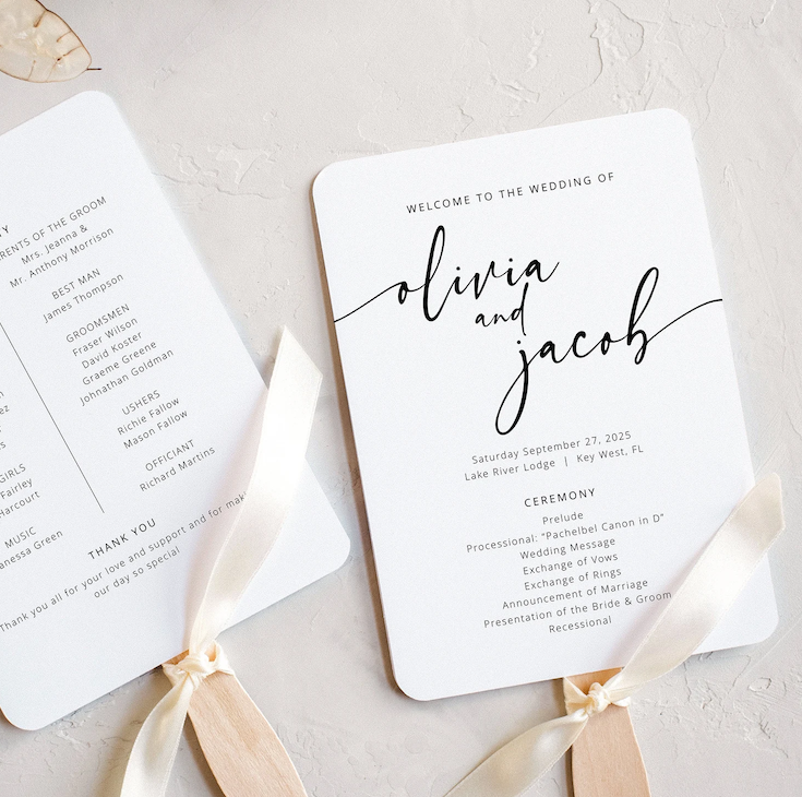 wedding program fan